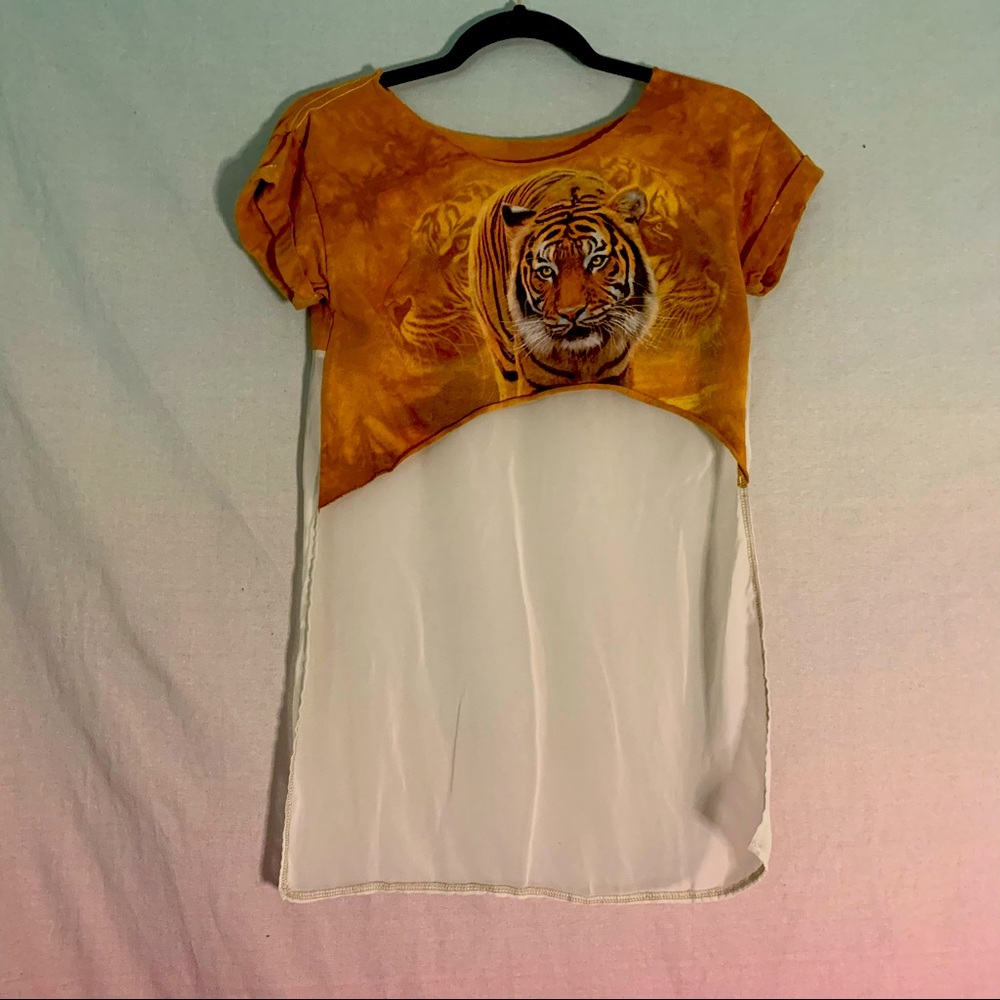 High low cropped tiger crop top